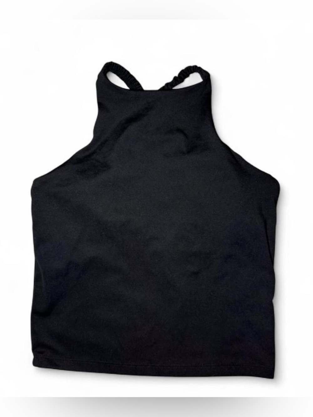 All in motion workout black crop top tank top with ruffle detail🌀